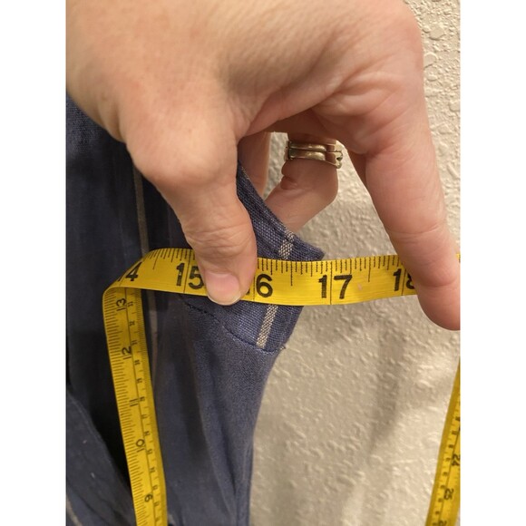 Free People Jumpsuit Jumper Womens 6 Linen Blue Striped Open Back Moonlight Mile - Picture 4 of 11